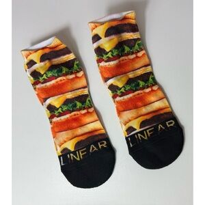 Linear Cheeseburger Burger Print Multicolor Novelty Low Cut Ankle Socks OS